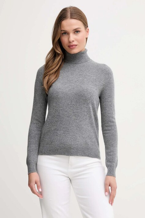 United Colors of Benetton sweter wełniany damski kolor szary z golfem 1002D2348