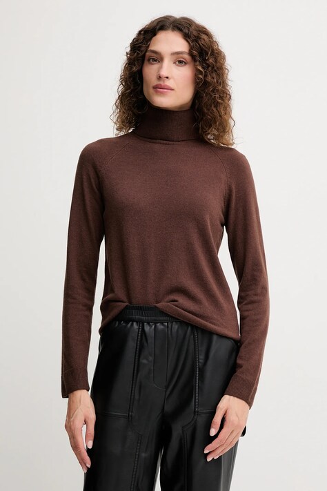 United Colors of Benetton sweter z dodatkiem wełny damski kolor szary lekki z golfem 1035D2551