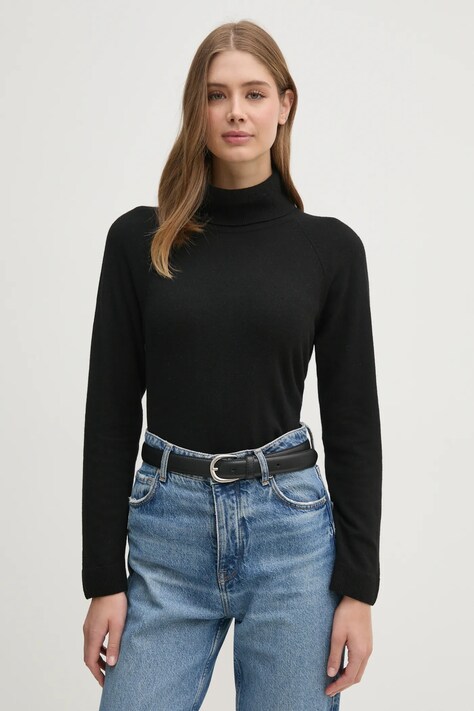 United Colors of Benetton pulover din amestec de lana femei, culoarea gri, light, cu guler, 1035D2551