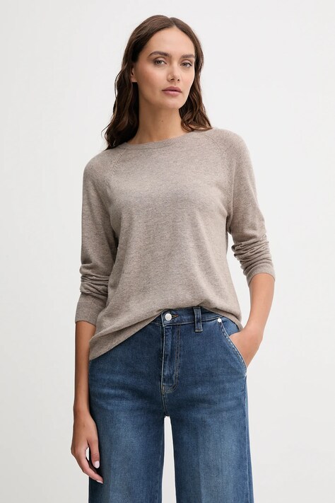United Colors of Benetton sweter z domieszką wełny damski kolor brązowy 1035D1P17