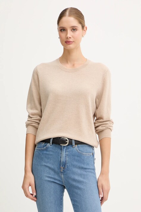 United Colors of Benetton sweter wełniany damski kolor beżowy 1002D10BG