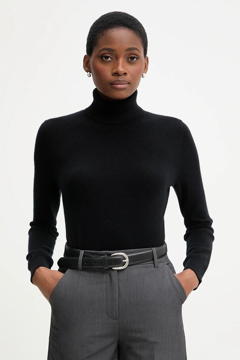 United Colors of Benetton sweter kaszmirowy kolor czarny lekki z golfem 1033D202D