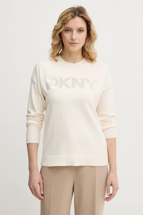 Dkny sweter damski kolor beżowy lekki DJ4R0407