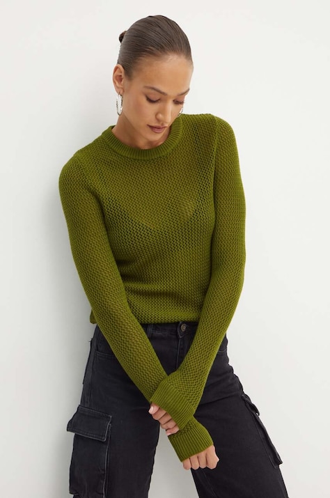 Шерстяной свитер MICHAEL Michael Kors женский цвет зелёный лёгкий MT460YCF2G