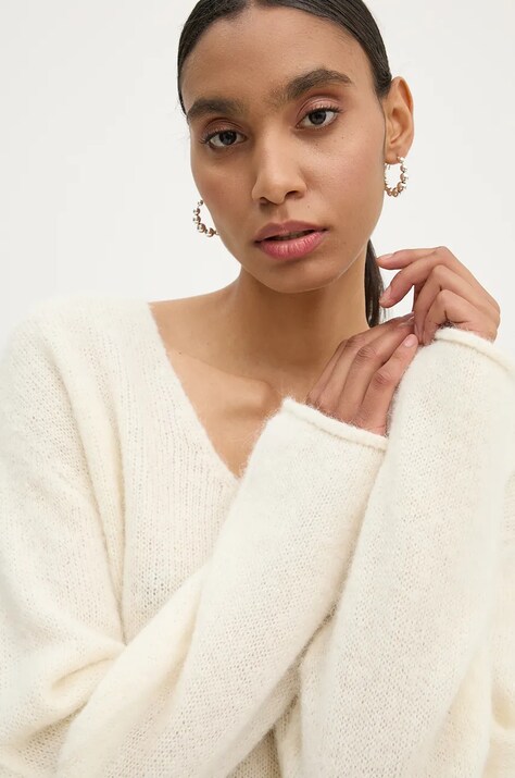 Vuneni pulover Drykorn za žene, boja: bež, 422087 88617