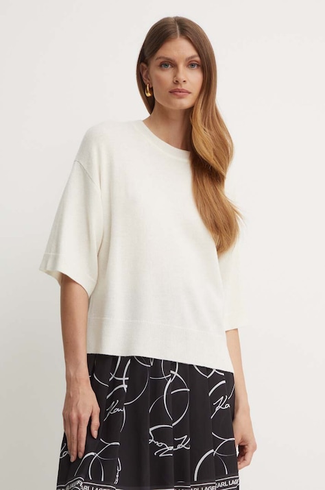 Marella pulover de lana femei, culoarea bej, 2423366141200