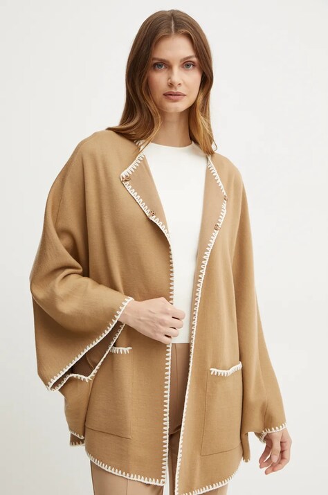 Vuneni kardigan Luisa Spagnoli MEGLIO boja: bež, lagani, 58467