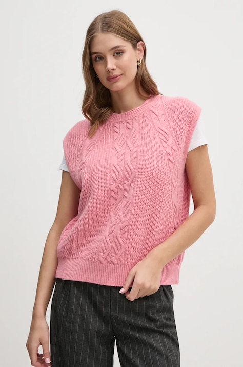Μάλλινο γιλέκο United Colors of Benetton χρώμα: ροζ, 1344D10C9