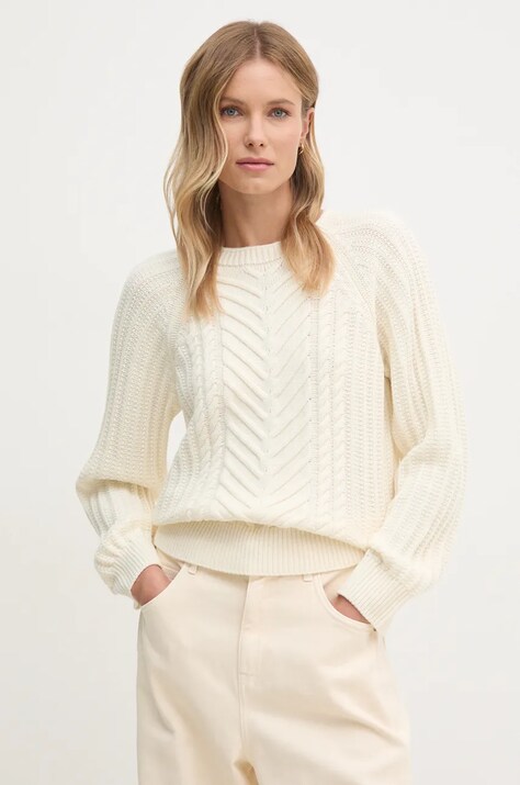 United Colors of Benetton pulover de lana femei, culoarea alb, 142ND10CA