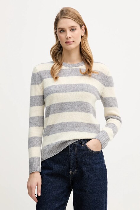 United Colors of Benetton sweter wełniany damski kolor szary 103ME107E