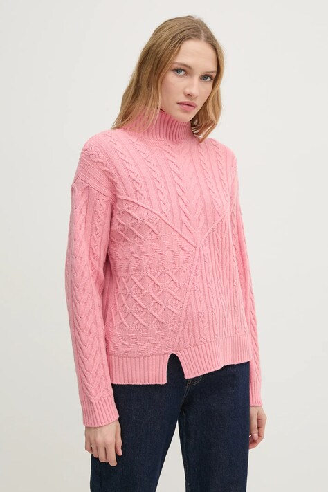 United Colors of Benetton pulover de lana femei, culoarea roz, 1444D203L