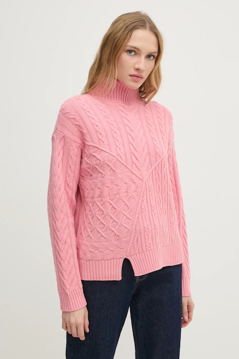 Vlnený sveter United Colors of Benetton dámsky, ružová farba, 1444D203L