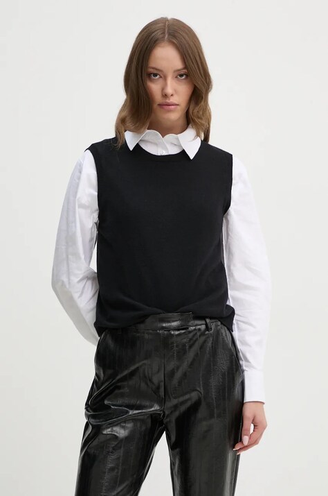 Vuneni prsluk United Colors of Benetton boja: crna, lagani, 1002D10D1