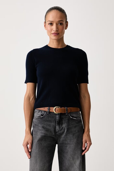 United Colors of Benetton Maglione a maniche corte da donna in lana blu navy 1002D10D2