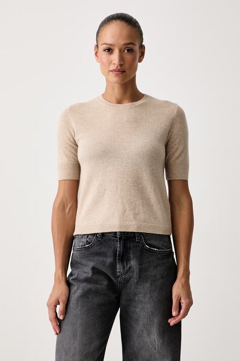 United Colors of Benetton Maglione a maniche corte da donna in lana beige 1002D10D2