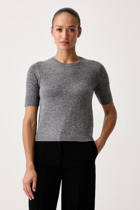 United Colors of Benetton Maglione a maniche corte da donna in lana grigio 1002D10D2