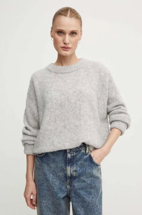 American Vintage sweter wełniany damski kolor szary  VITO18EH24