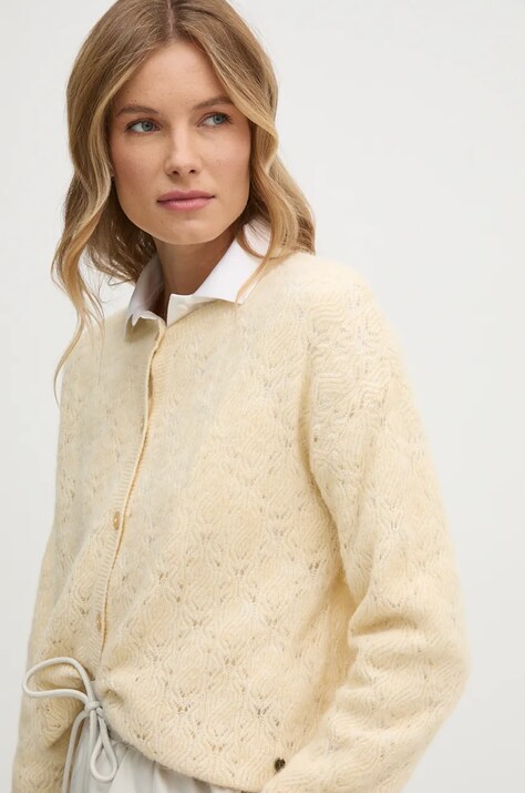 Ζακέτα από μίγμα μαλλιού Pepe Jeans HELEN CARDIGAN χρώμα: μπεζ, PL702228