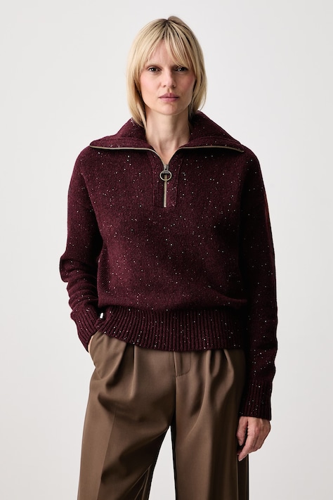 Barbour sweter damski z wełną bordowy LKN1579