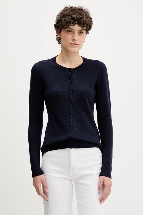 Sisley kardigan z domieszką wełny kolor granatowy lekki 102HM5237