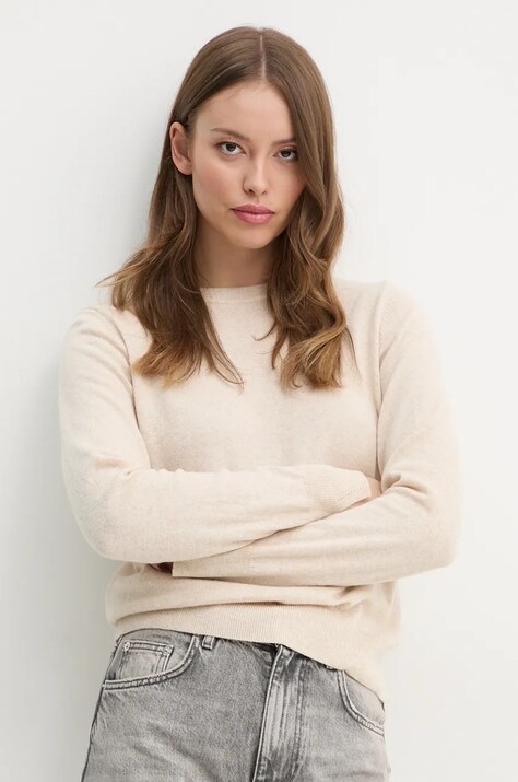 Sisley pulover din amestec de lână femei, culoarea bej, light, 102HM100F