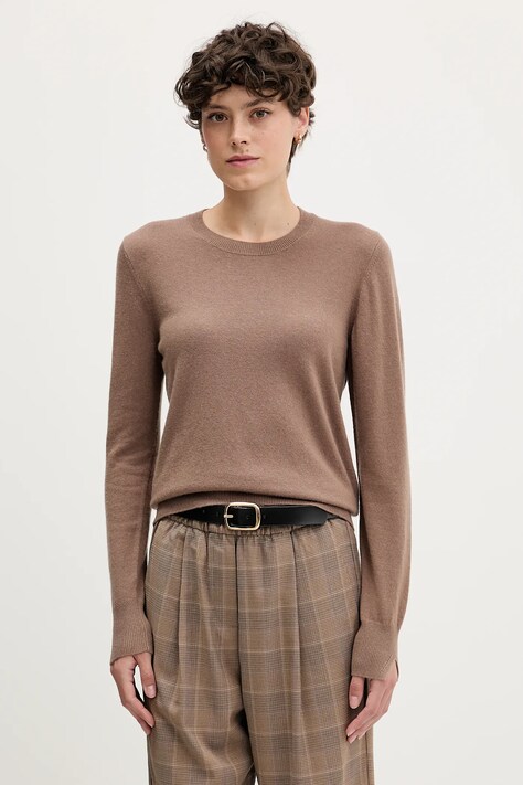 Sisley sweter damski kolor brązowy lekki 102HM100F