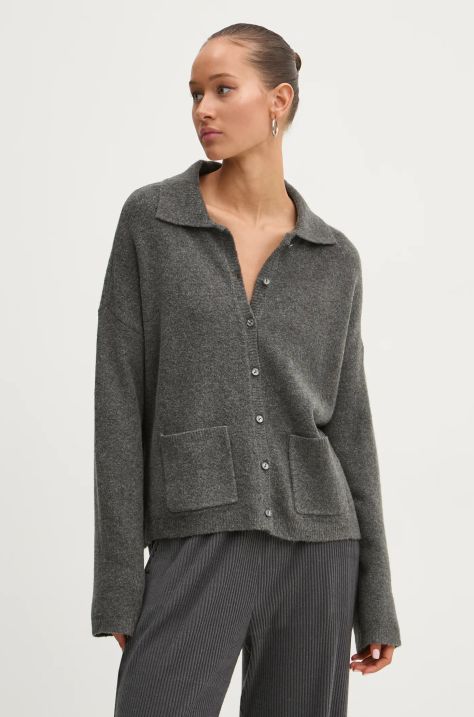 Abercrombie & Fitch cardigan con aggiunta di lana colore grigio KI150-4223