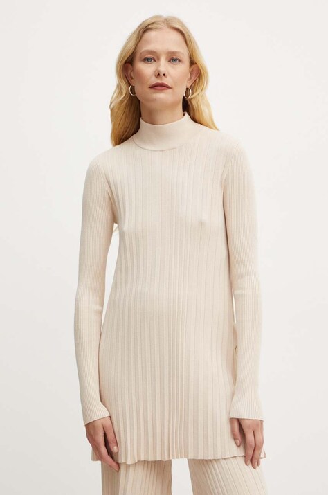 Twinset pulover femei, culoarea bej, light, cu turtleneck, 242LI3UBB