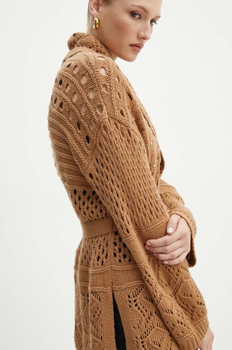 Кардиган с примесью шерсти Twinset цвет коричневый лёгкий 242TP3790