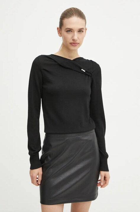 Twinset pulover din amestec de lână femei, culoarea negru, light, 242LL3ECC