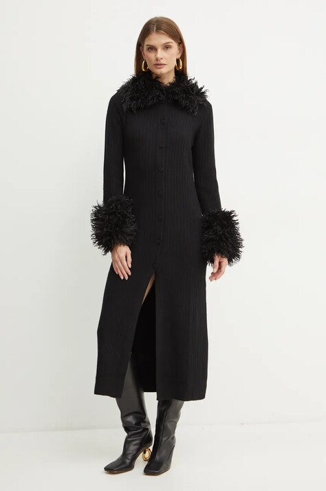 Twinset kardigan z domieszką wełny kolor czarny 242TT3430