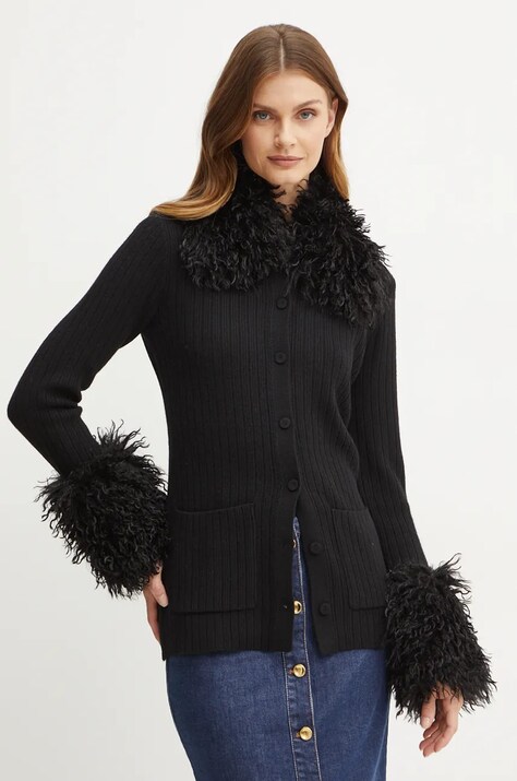 Twinset cardigan din amestec de lana culoarea negru, light, 242TT3431
