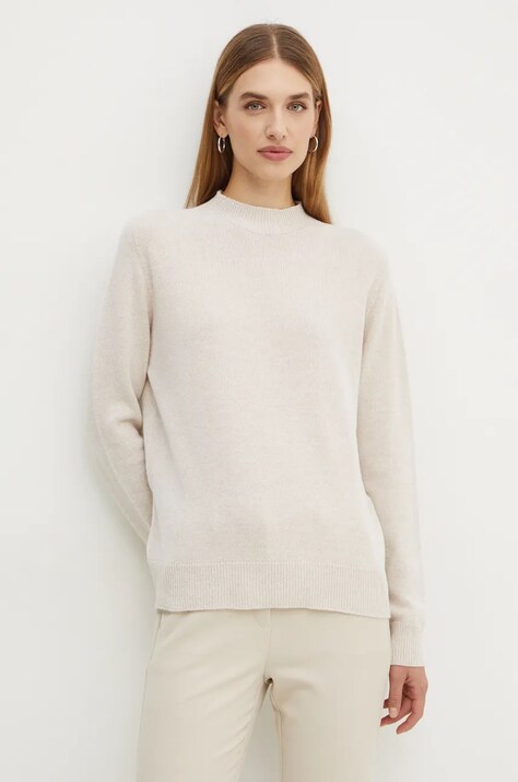 Twinset pulover femei, culoarea bej, light, cu turtleneck, 242TT3480