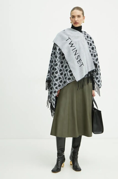 Πόντσο Twinset χρώμα: μαύρο, 242TO5690