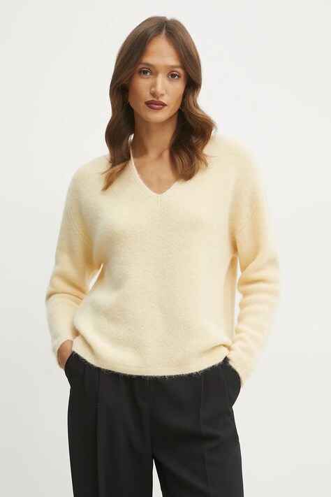 Marella pulover de lana femei, culoarea galben, light, 2423366212200