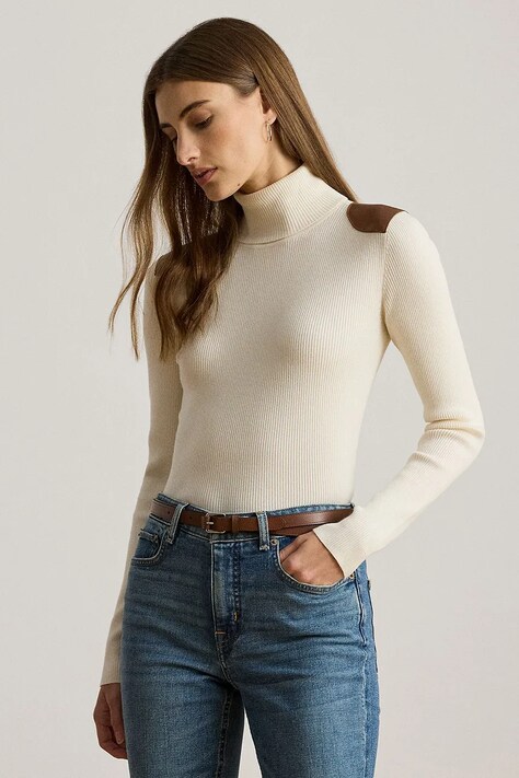 Свитер Lauren Ralph Lauren цвет коричневый лёгкий с полугольфом 200951386