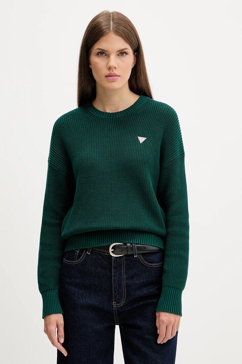 Guess Jeans sweter bawełniany kolor zielony W4BR08 Z3HM1