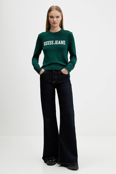 Guess Jeans светр жіночий бавовняний — AW24-SWD0ZR, зелений — фото 2
