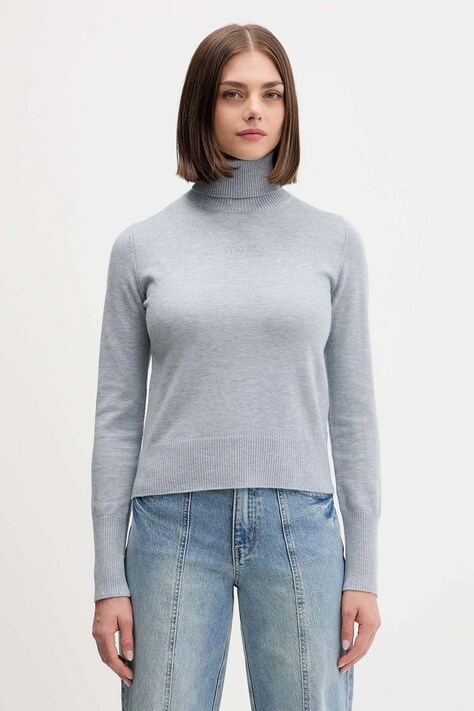 Guess Jeans sweter damski kolor szary z golfem W4BR15 Z3HO2