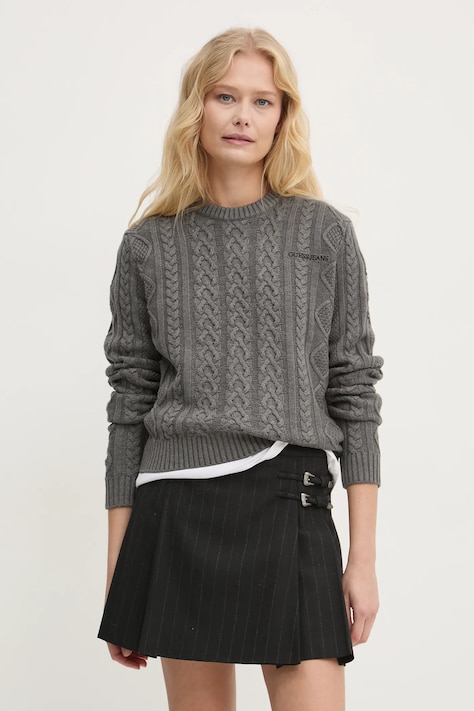 Sveter s prímesou vlny Guess Jeans dámsky, šedá farba, W4BR13 Z3HN2