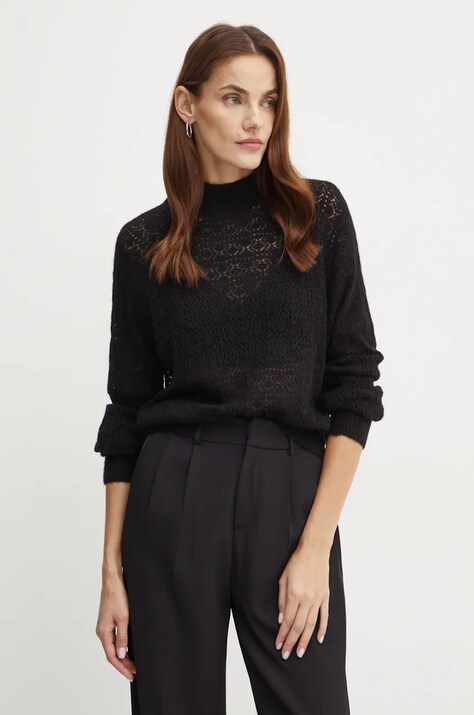 Guess pulover de lana KENSLEY femei, culoarea negru, light, cu turtleneck, W4BR22 Z3HQ0