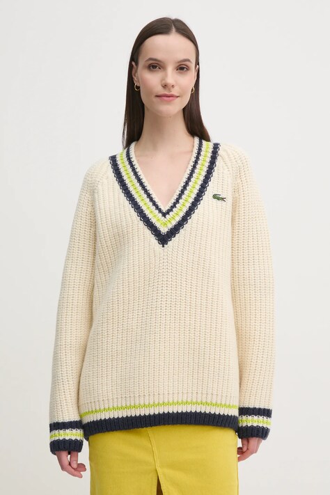 Lacoste maglione in lana donna colore beige  AF2563
