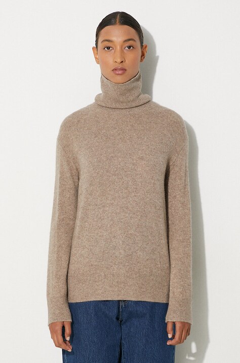 A.P.C. pulover de lână Pull Amal femei, culoarea bej, cu guler, WYAAD-F23374