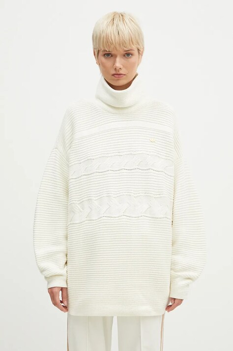 Бавовняний светр adidas Originals OS Turtleneck колір бежевий теплий гольф IX0965