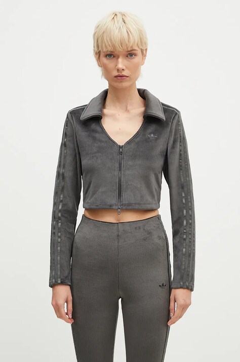 adidas Originals sweatshirt Femme Galore Rib Cardigan women's gray color with an application JN3019