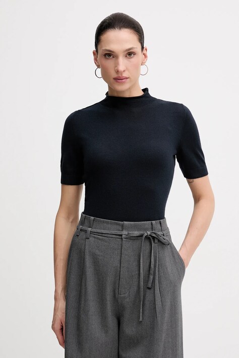 Sisley pulover din amestec de lână culoarea rosu, cu turtleneck, 11BAM105P