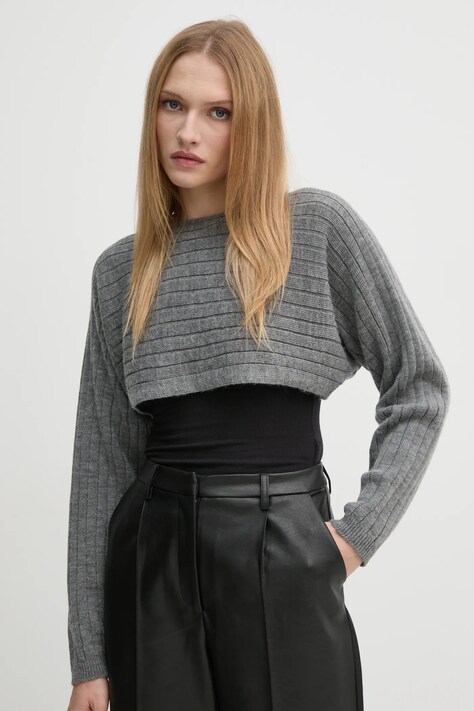 Шерстяной свитер Sisley женский цвет серый лёгкий 128YM105K