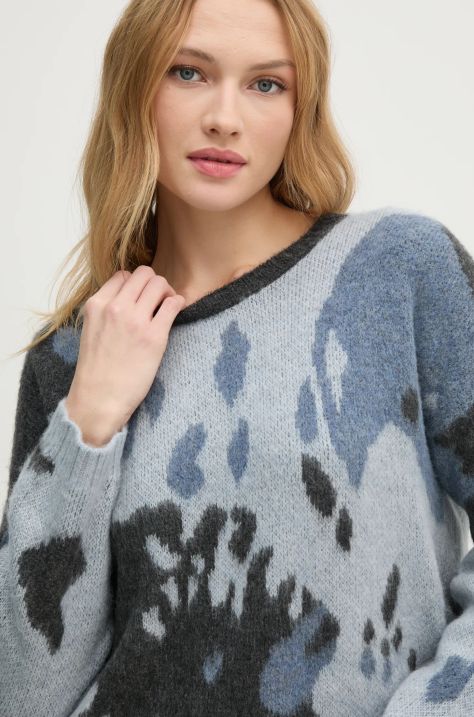 Sisley sweter z domieszką wełny damski kolor niebieski  106QL105N