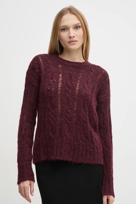 Sisley pulover din amestec de lana femei, culoarea bordo, light, 1342M105E