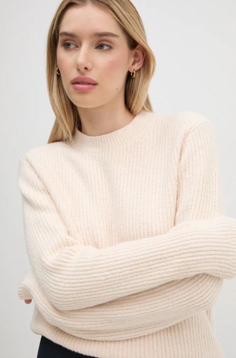 Пуловер с вълна Calvin Klein дамски в бежово K20K207415